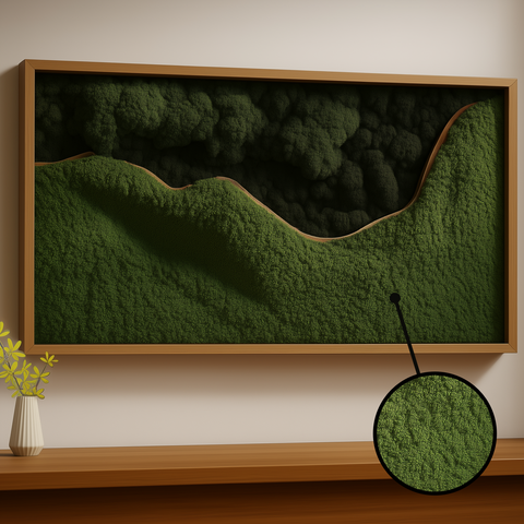 Moss Heart Single Rectangular Moss Art - Dark Moss, 24