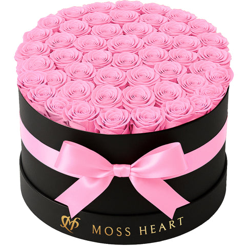 50 Pink Preserved Forever Roses in Round Box