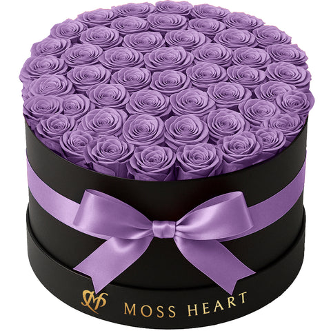 50 Purple Preserved Forever Roses in Round Box