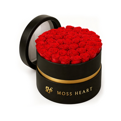 50 Red Preserved Forever Roses in Round Box