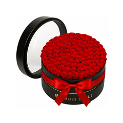 100 Preserved Red Roses in Grand Round Luxury Box
