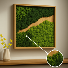 Moss Heart Light Moss Square Wall Art - Handcrafted Preserved Decor, 24