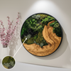 No-Maintenance Living Wall Art | Handmade Circular Preserved Moss with Natural Wood | Biophilic Home Decor, 24