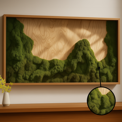 Moss Heart Single Rectangular Moss Art - Wood Heavy, 24
