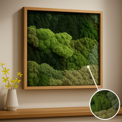 Moss Heart White & Green Square Wall Art - Handcrafted Preserved Decor, 24