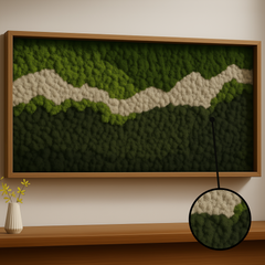 Moss Heart Single Rectangular Moss Art - White & Green, 24
