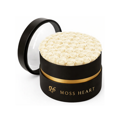 50 White Preserved Forever Roses in Round Box