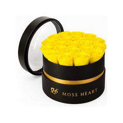 20 Yellow Preserved Forever Roses in Round Box