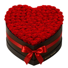 100 Red Preserved Forever Roses in Heart Box