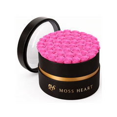 50 Hot Pink Preserved Forever Roses in Round Box