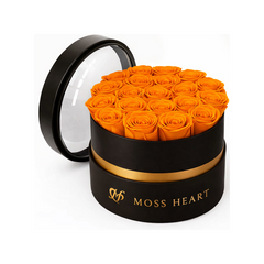 20 Orange Preserved Forever Roses in Round Box
