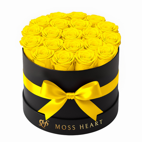 20 Yellow Preserved Forever Roses in Round Box