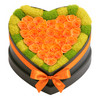 30 Orange Preserved Forever Roses in Heart Box
