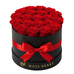 20 Red Preserved Forever Roses in Round Box