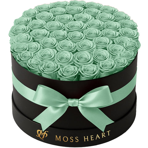 50 Teal Preserved Forever Roses in Round Box