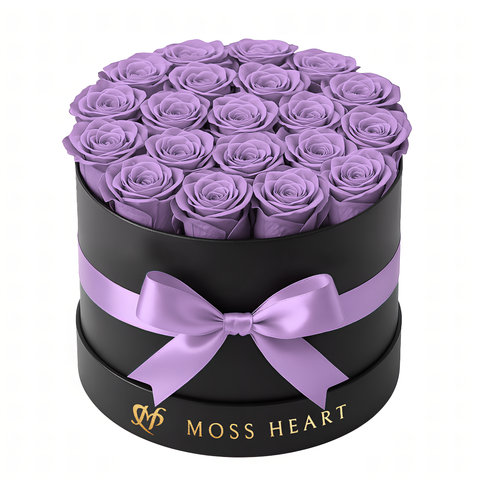 20 Purple Preserved Forever Roses in Round Box