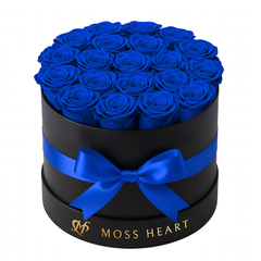 20 Royal Blue Preserved Forever Roses in Round Box